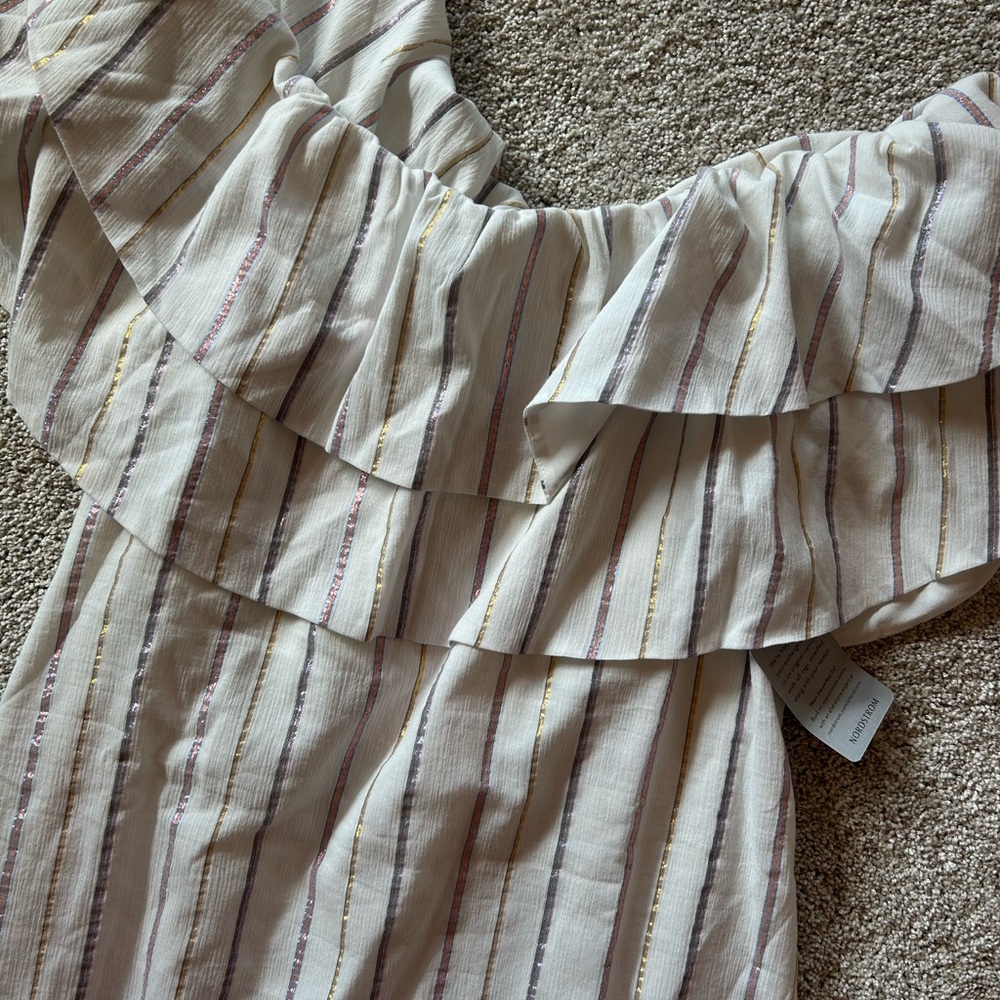 NWT striped Off-Shoulder knee length large dress Nordstrom Chan Les Henry